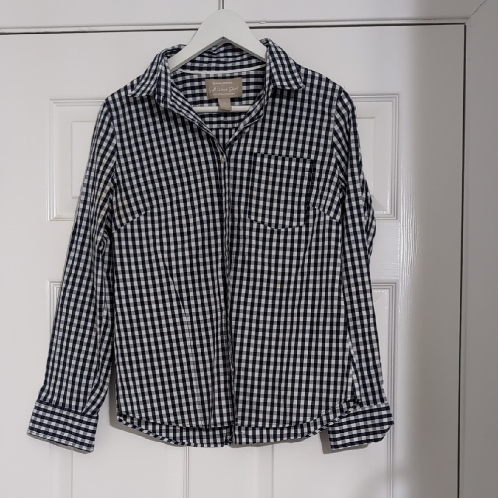 Banana Republic Navy and White Gingham Shirt